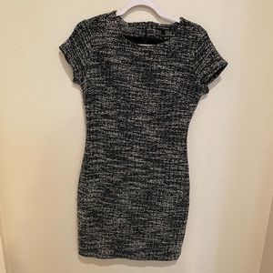 Banana Republic Black and White Tweed Knit Short Cap Sleeve Dress